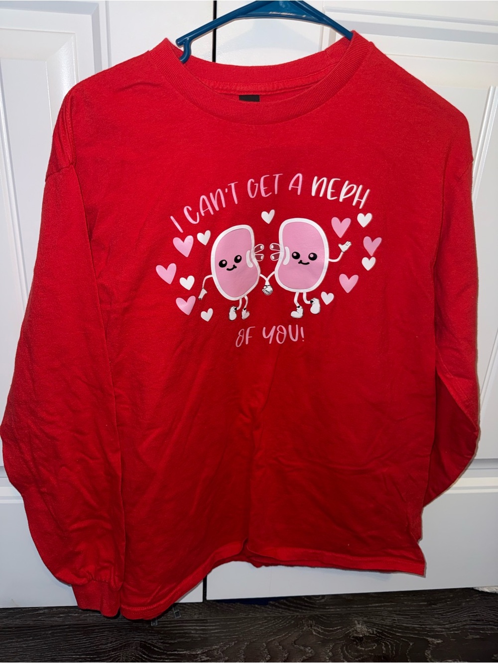 Red Long-Sleeve Graphic Tee - Cute Kidney's for Nurses